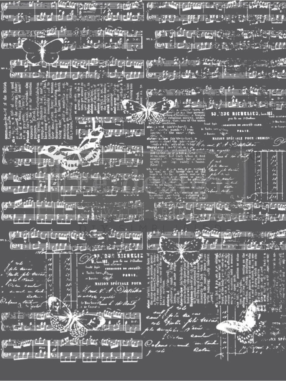 Redesign with Prima Decor Transfer | MUSIC & THE BUTTERFLIES | 24” x 30”